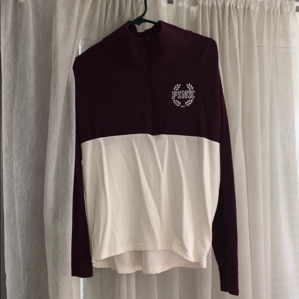 Pink VS crew neck half zip sweatshirt